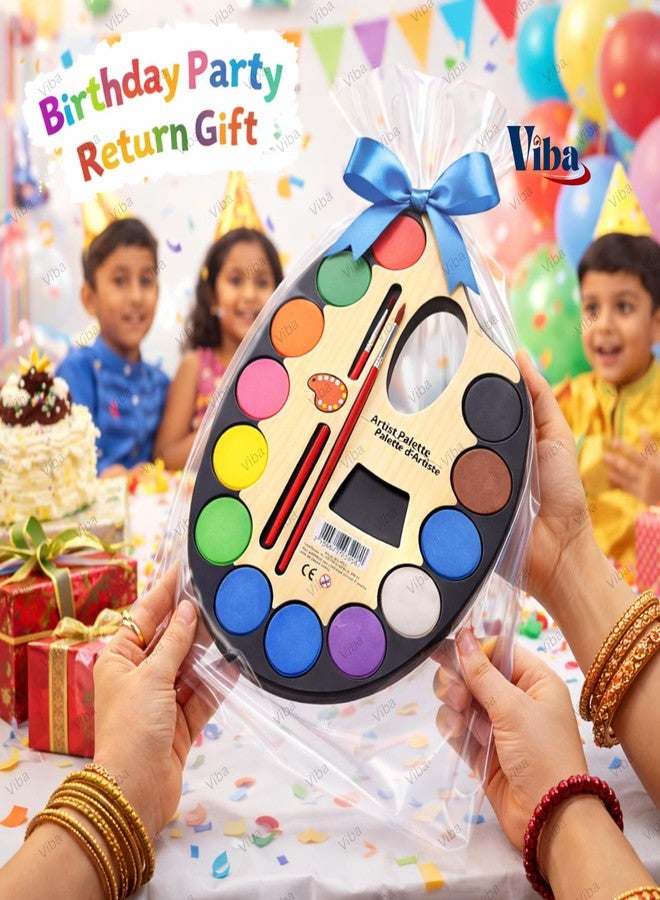 VIBA® Kids Watercolour Paint Set with Brush & Thumb Hole Palette (Pack of 1) | Washable Non-Toxic Painting Art Kit for Children | Portable Travel Friendly | Birthday Return Gift - Image 5